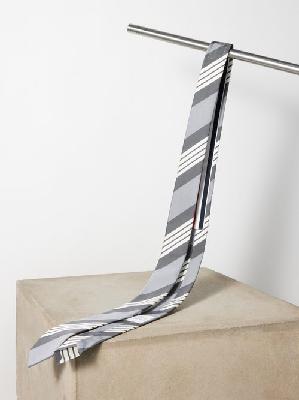 Thom Browne - Stripe-jacquard Silk-blend Tie - Mens - Grey Stripe - ONE SIZE