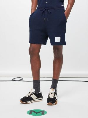 Thom Browne - Drawstring-waist Waffle-knit Cotton Shorts - Mens - Navy - 1