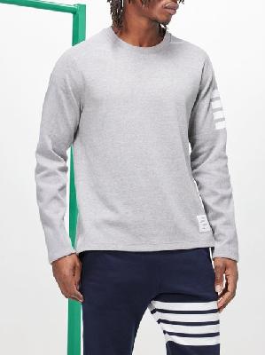 Thom Browne - 4-bar Cotton-jersey Long-sleeved T-shirt - Mens - Grey - 2