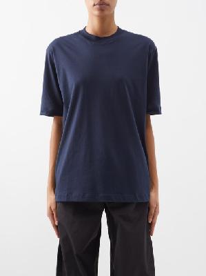 Tibi - Cotton-jersey T-shirt - Womens - Navy - M