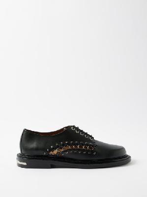 Toga Virilis - Eyelet-embellished Leather Derby Shoes - Mens - Black - 43 EU