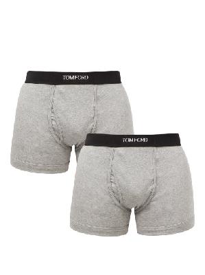 Tom Ford - Pack Of Two Cotton-blend Boxer Briefs - Mens - Grey - S
