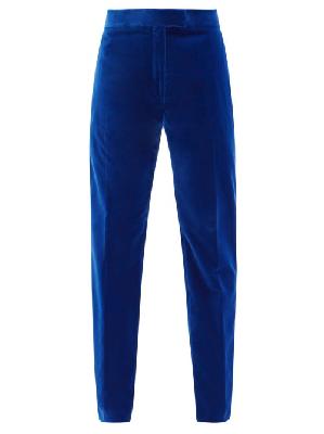 Tom Ford - Cotton-velvet Slim-leg Tuxedo Suit Trousers - Womens - Blue