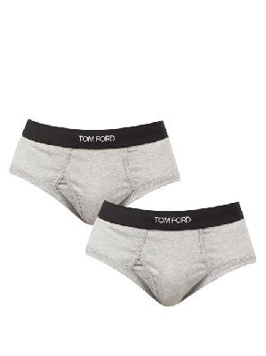 Tom Ford - Pack Of Two Cotton-blend Jersey Briefs - Mens - Grey - XL