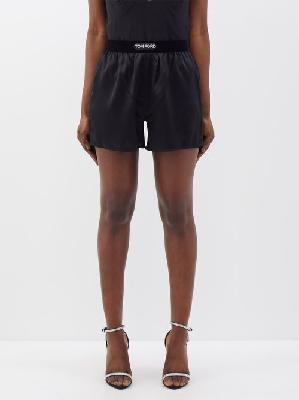 Tom Ford - Logo-patch Silk-blend Satin Shorts - Womens - Black - L