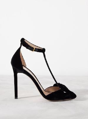 Tom Ford - Brigitte 105 Bow-embellished Velvet Sandals - Womens - Black - 37 EU/IT