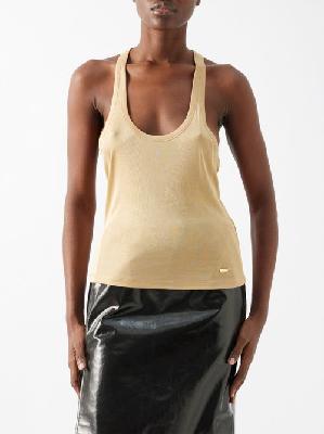 Tom Ford - Ribbed Silk Knit-jersey Tank Top - Womens - Gold - 38 IT