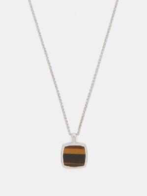 Tom Wood - Cushion Tiger's Eye And Sterling-silver Necklace - Mens - Silver Brown - ONE SIZE