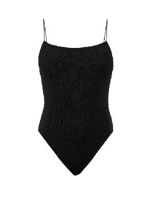 Toteme - Smocked Scoop-neck Swimsuit - Womens - Black - XXS