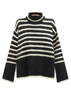 Toteme - Striped Roll-neck Wool-blend Sweater - Womens - Black Stripe - XXS