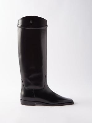 Toteme - Square-toe Leather Knee-high Boots - Womens - Black - 37 EU/IT