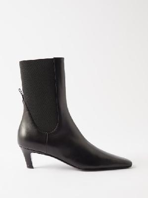 Toteme - The Mid Heel 60 Leather Ankle Boots - Womens - Black - 35 EU/IT