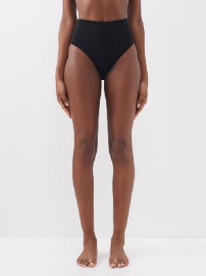 Toteme - High-rise Smocked Bikini Briefs - Womens - Black - L