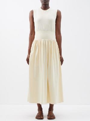 Toteme - Dropped-waist Organic-cotton Jersey Midi Dress - Womens - Vanilla - L