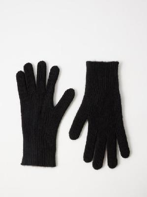 Toteme - Ribbed-knit Cashmere-blend Gloves - Womens - Black - ONE SIZE
