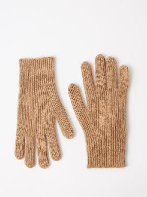 Toteme - Ribbed-knit Cashmere-blend Gloves - Womens - Camel - ONE SIZE