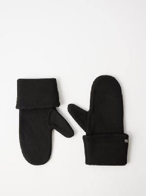 Toteme - Folded-cuff Wool-blend Mittens - Womens - Black - ONE SIZE