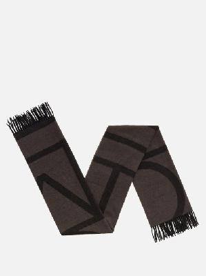 Toteme - Monogram-jacquard Wool Scarf - Womens - Black - ONE SIZE