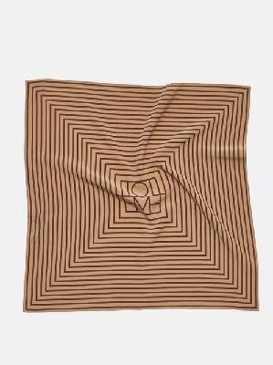 Toteme - Monogram-print Silk-twill Scarf - Womens - Brown Multi - ONE SIZE