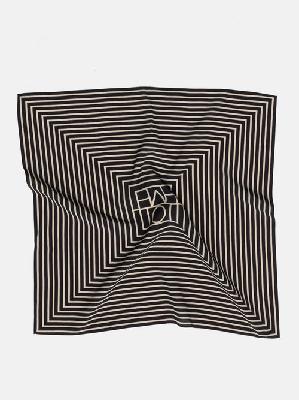 Toteme - Monogram-print Silk-twill Scarf - Womens - Black Stripe - ONE SIZE