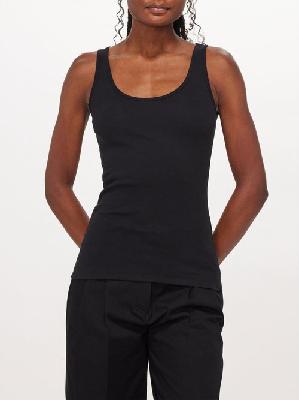 Toteme - Scoop-neck Organic Cotton-blend Tank Top - Womens - Black - L