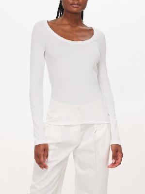 Toteme - Scoop-neck Organic Cotton-blend Top - Womens - White - L