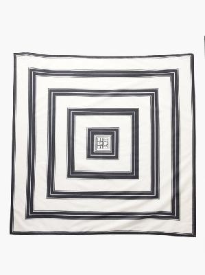 Toteme - Monogram-print Organic Cotton-blend Scarf - Womens - Black White - ONE SIZE