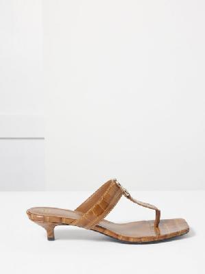 Toteme - Buckled Crocodile-effect Leather Sandals - Womens - Tan - 38 EU/IT