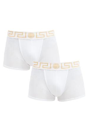 Versace - Pack Of Two Logo Stretch-cotton Boxer Briefs - Mens - White - 3