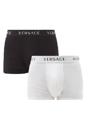Versace - Pack Of Two Cotton-blend Boxer Briefs - Mens - Black White - 3