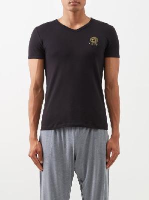 Versace - Medusa-logo Cotton-blend Pyjama T-shirt - Mens - Black - 3
