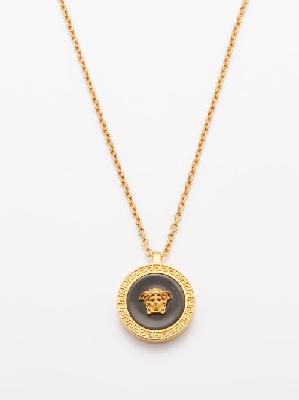 Versace - Medusa-pendant Enamelled-pendant Necklace - Mens - Gold - ONE SIZE