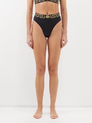 Versace - Greca-jacquard High-rise Bikini Briefs - Womens - Black - 2