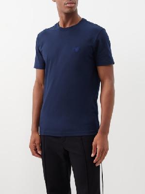 Versace - Medusa-embroidered Cotton-jersey T-shirt - Mens - Navy - M