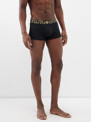Versace - Pack Of Two Topeka Cotton-blend Trunks - Mens - Black White - 4