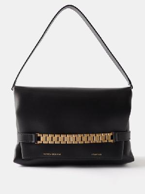 Victoria Beckham - Chain-embellished Leather Handbag - Womens - Black - ONE SIZE