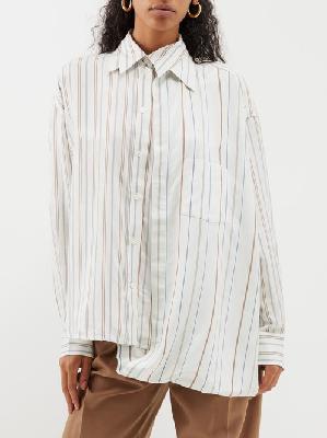 Victoria Beckham - Double Layer Striped Shirt - Womens - White Multi - 10 UK