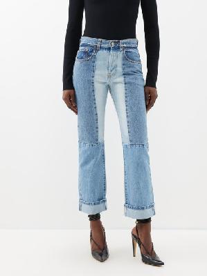 Victoria Beckham - Patchwork Cropped Jeans - Womens - Mid Wash - 25