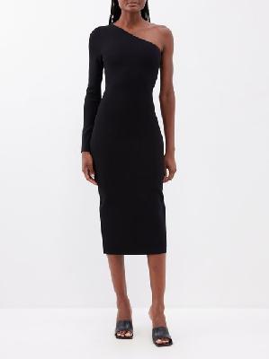 Victoria Beckham - Vb Body One-shoulder Jersey Midi Dress - Womens - Black - 16 UK