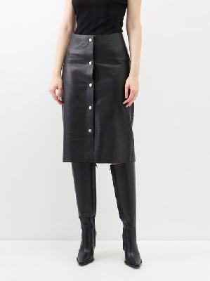 Victoria Beckham - Press-stud Leather Midi Skirt - Womens - Black - 10 UK