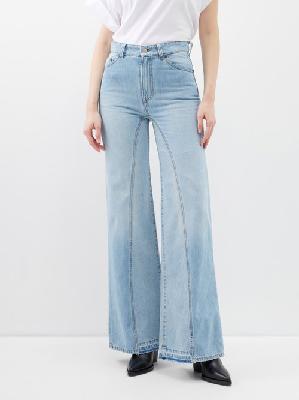 Victoria Beckham - Bianca Centre-seam Wide-leg Jeans - Womens - Light Blue - 24