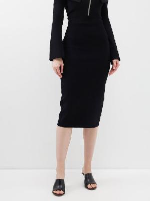 Victoria Beckham - High-rise Knitted Midi Skirt - Womens - Black - 4 UK