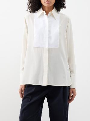Victoria Beckham - Plastron Silk-crepe Shirt - Womens - White - 10 UK