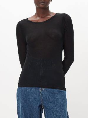 Victoria Beckham - Semi-sheer Jersey Long-sleeved Top - Womens - Black - L