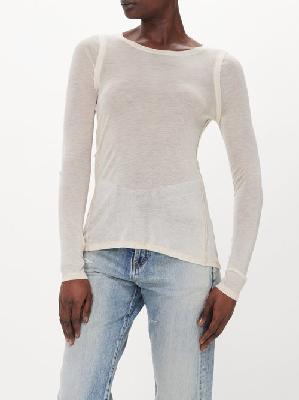 Victoria Beckham - Ribbed Lyocell-jersey Long-sleeved Top - Womens - White - L