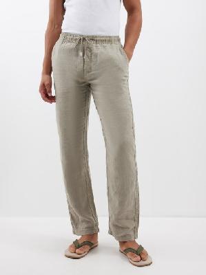 Vilebrequin - Pacha Drawstring Linen Trousers - Mens - Khaki - 3XL