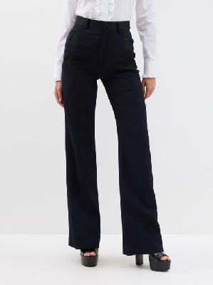 Vivienne Westwood - Ray Wool-cloqué Suit Trousers - Womens - Navy - 36 IT