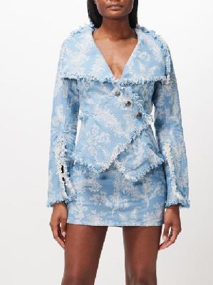 Vivienne Westwood - Worth More Coral-jacquard Cotton Jacket - Womens - Blue White - 36 IT