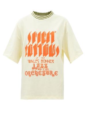 Wales Bonner - Rhythmo-print Organic Cotton-jersey T-shirt - Womens - Ivory Multi