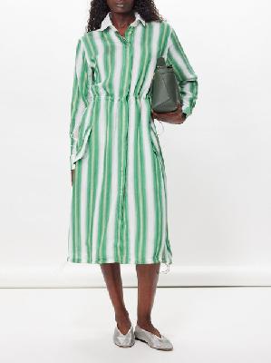 Wales Bonner - Balance Striped Viscose-blend Shirt Dress - Womens - Green Stripe - 38 IT
